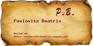 Pavlovits Beatrix névjegykártya